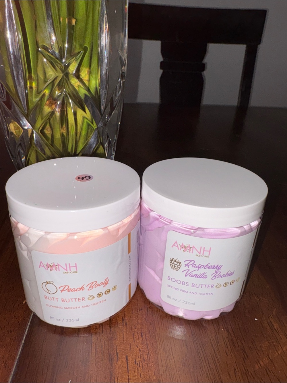 AMINNAH Peach Booty Butt Butter & Raspberry Vanilla Boobs Butter NWT